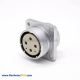 Connector 6 Pin P32 Female Straight Socket Square 4 holes Flange Mounting for Cable Solder Cup