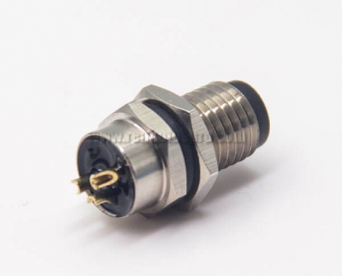 M8 Connector Screw Waterproof Socket Male 3 Pin Solder Cup for Cable Front Blukhead