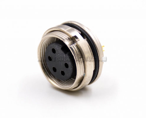 M16 5Pin Connector Panel Receptacles Female Straight A Coded Front Bulkhead Solder Cup Cable Connector