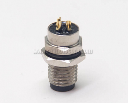 M8 Connector Screw Waterproof Socket Male 3 Pin Solder Cup for Cable Front Blukhead