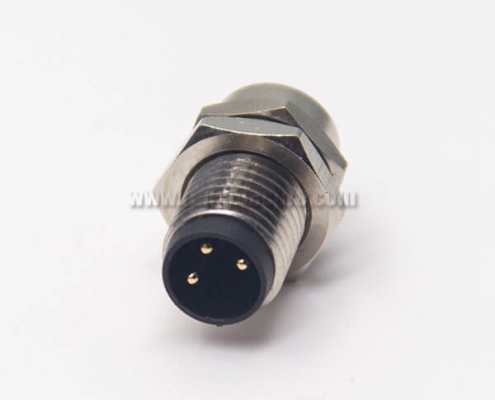 M8 Connector Screw Waterproof Socket Male 3 Pin Solder Cup for Cable Front Blukhead