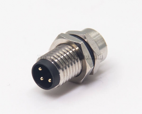 M8 Connector Screw Waterproof Socket Male 3 Pin Solder Cup for Cable Front Blukhead