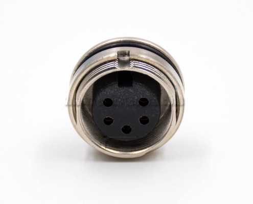 M16 5Pin Connector Panel Receptacles Female Straight A Coded Front Bulkhead Solder Cup Cable Connector