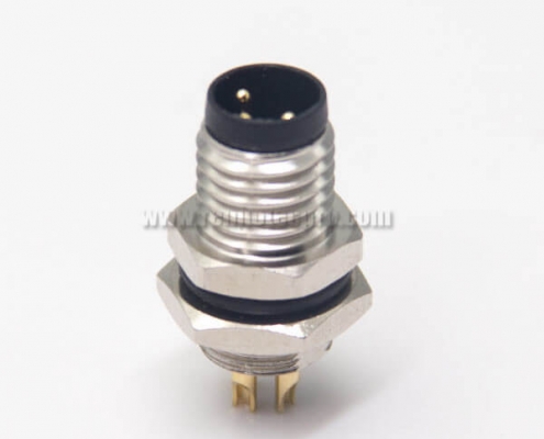 M8 Industrial Connector Straight 3 Pin Male Socket Solder Cup Waterproof Blukhead Panel Mount