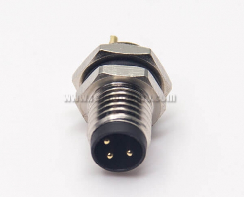 M8 Industrial Connector Straight 3 Pin Male Socket Solder Cup Waterproof Blukhead Panel Mount