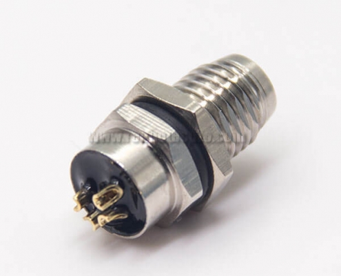 M8 Female Connector with Solder Cups 4 Pin Waterproof Panel Mount Avaition Socket