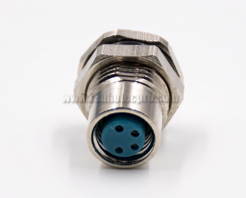 M8 4 Pin Circular Connector Female Straight Waterproof Front Mount Cable Solder Type Panel Receptacles