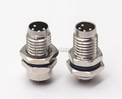 M8 Female Connector with Solder Cups 4 Pin Waterproof Panel Mount Avaition Socket