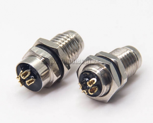 M8 Female Connector with Solder Cups 4 Pin Waterproof Panel Mount Avaition Socket