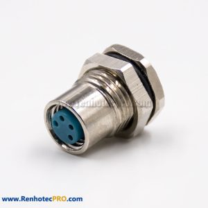 M8 4 Pin Circular Connector Female Straight Waterproof Front Mount Cable Solder Type Panel Receptacles