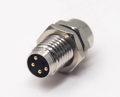 M8 Female Connector with Solder Cups 4 Pin Waterproof Panel Mount Avaition Socket