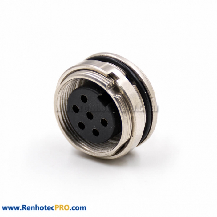 M16 Connector Female Socket 6 Pin A Coded 180 Degree Solder Cup Cable Front Panel Mount Connector