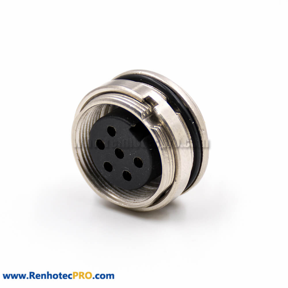 M16 Connector Female Socket 6 Pin A Coded 180 Degree Solder Cup Cable