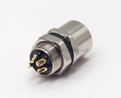 M8 4 Pin Female Connector Female Socket Solder Cup Waterproof Rear Blukhead