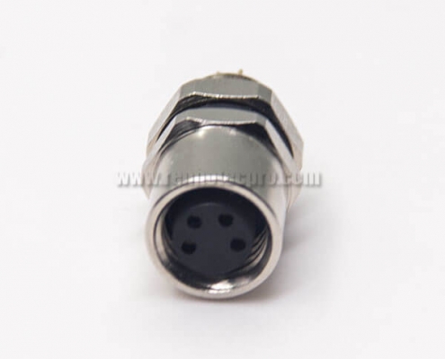 M8 4 Pin Female Connector Female Socket Solder Cup Waterproof Rear Blukhead