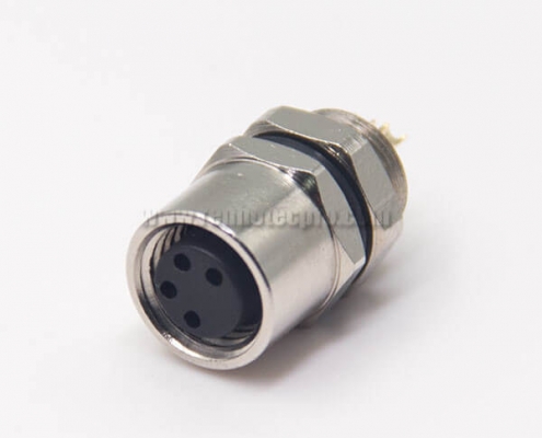 M8 4 Pin Female Connector Female Socket Solder Cup Waterproof Rear Blukhead