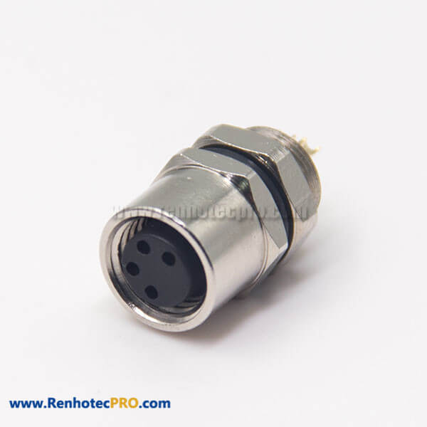 M8 4 Pin Female Connector Female Socket Solder Cup Waterproof Rear Blukhead