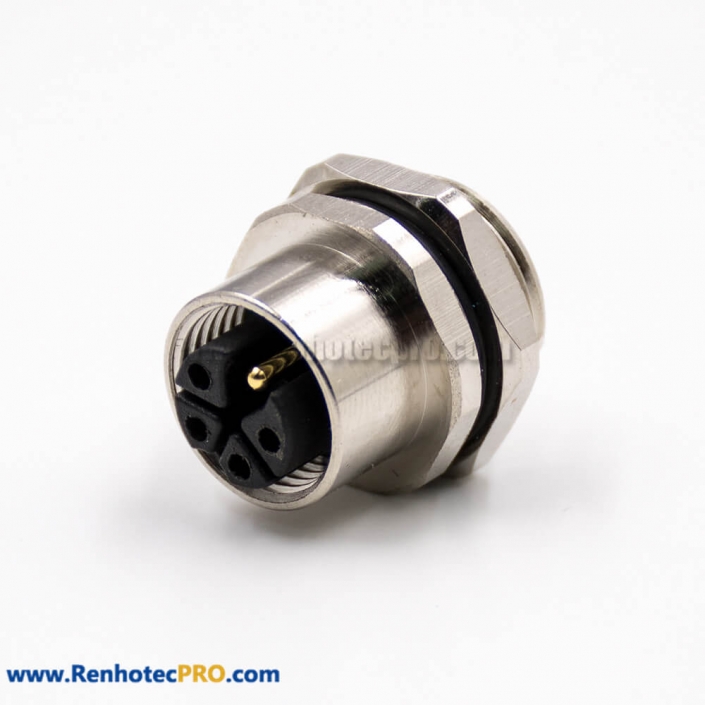 5 Pin M12 Connector Cable K-Coding Female Straight Waterproof Back Mount Panel Receptacles Cable Solder Type