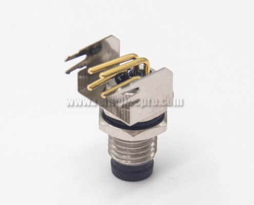 M8 Right Angle Connector Aviation Socket 4 Pin Blukhead for PCB Mount Throught Hole