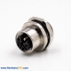 M12 5 Pin Cable L-Coding Female Straight Back Mount Panel Receptacles Solder Type Waterproof