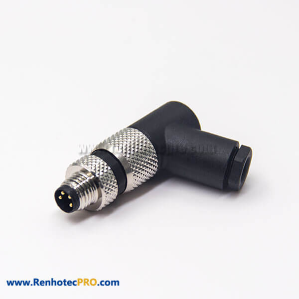 M8 Connector Coding Assembly Male Plug for Cable Right Angle