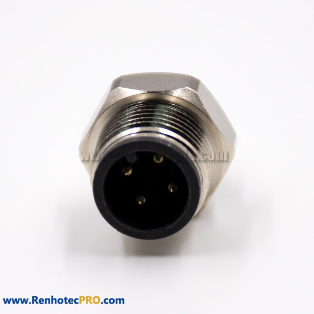 M12 Connector 4 Pin A Coded Field Wireable Connector Male Straight For