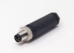 M8 Connector 4 Pin Male Straight Plastic Shell Aviation Plug for Cable Screw-Joint