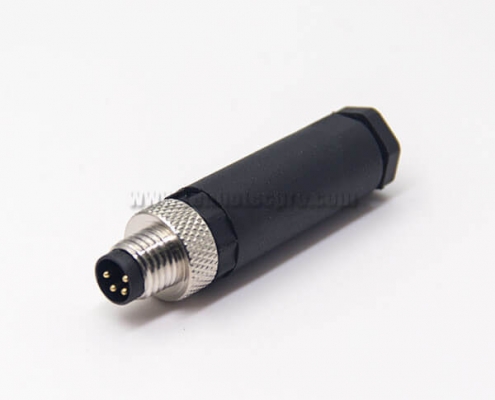 M8 Connector 4 Pin Male Straight Plastic Shell Aviation Plug for Cable Screw-Joint