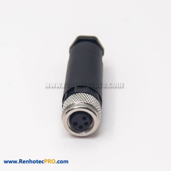 4 Pin M8 Connector Female Plug Straight Screw-joint Unshielded