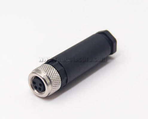 4 Pin M8 Connector Female Plug Straight Screw-joint Unshielded
