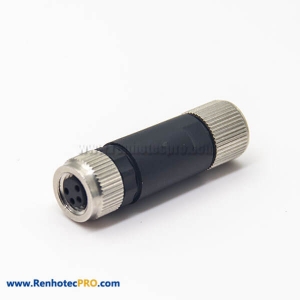 Field Wireable Connector M8 Female Plug 4 Pin Screw-Joint for Cable Shielded