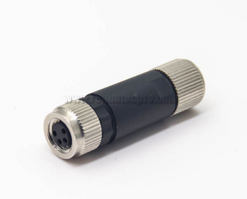 Field Wireable Connector M8 Female Plug 4 Pin Screw-Joint for Cable Shielded