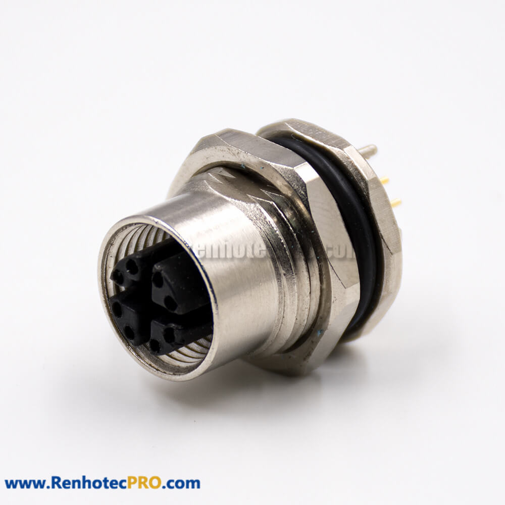 M12 8 Pin Female Connector XCoding Panel Receptacles Straight