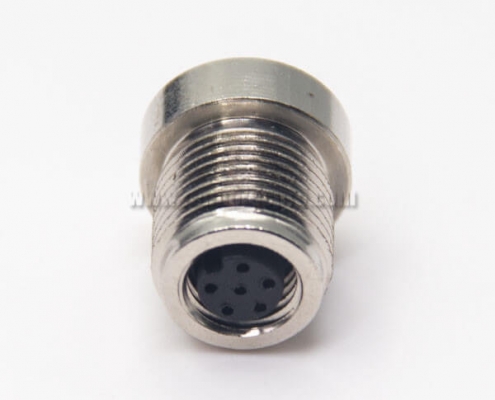 M8 Connector 6 Pin Female Socket A Coding Solder Cup for Cable Panel Mount