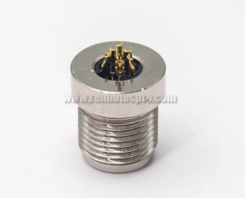 M8 Connector 6 Pin Female Socket A Coding Solder Cup for Cable Panel Mount