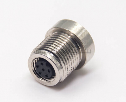 M8 Connector 6 Pin Female Socket A Coding Solder Cup for Cable Panel Mount