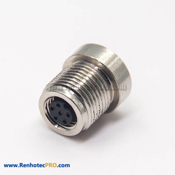 M8 Connector 6 Pin Female Socket A Coding Solder Cup for Cable Panel Mount