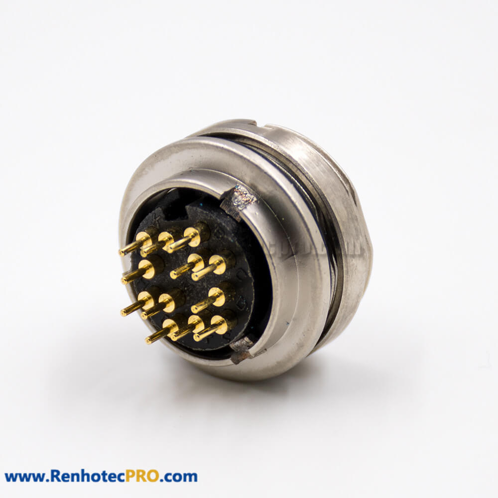 M16 Connector Female Panel Receptacles Front Mount A Coded 12 Pin