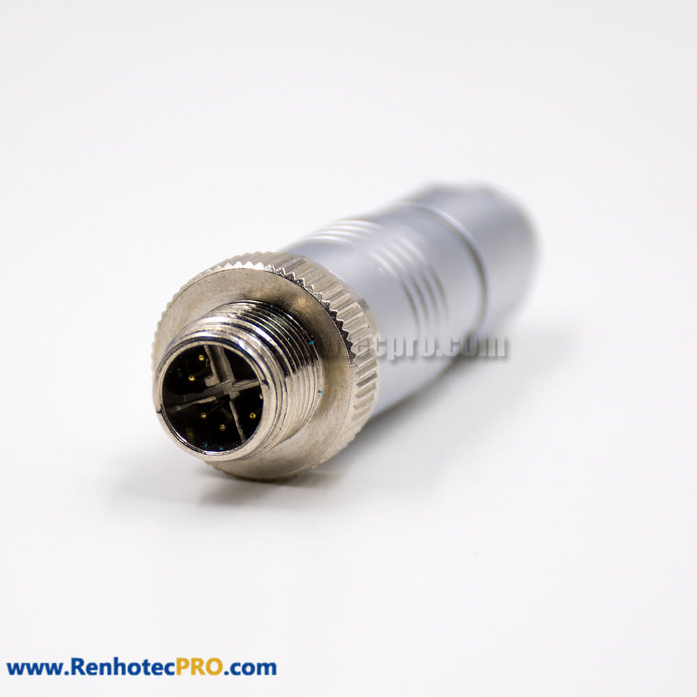 M12 8 Pin Connector Field Wireable Connector X Coded Male Straight