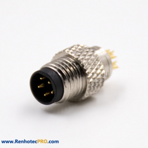 M8 5 Pin Male Connector B-Coding Straight Shield Cable Solder Type Field Wireable Connector
