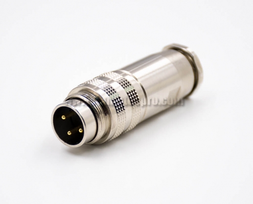 M16 Field Wireable Connector Male 3 Pin 180 Degree All Metal For Cable Shield Connector