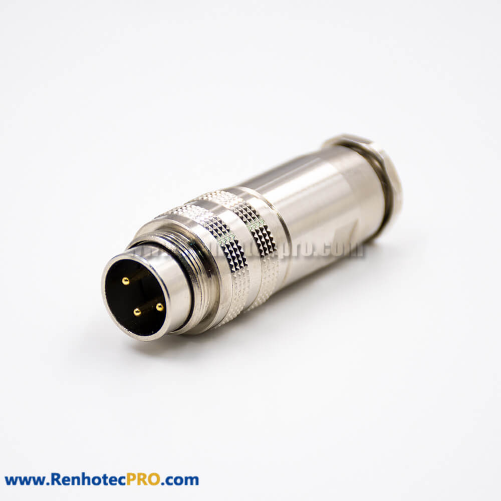 M16 Field Wireable Connector Male 3 Pin 180 Degree All Metal For Cable Shield Connector