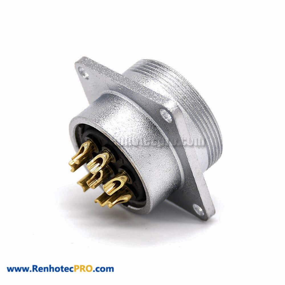 8 Pin Male Connector P28 4 Holes Flange Straight Socket