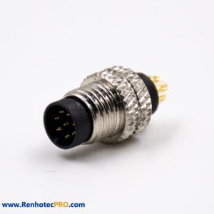 M8 Circular Connector 8Pin A Code Male Straight No-shield Cable Solder Type Field Wireable Connector