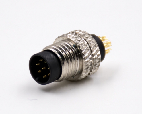 M8 Circular Connector 8Pin A Code Male Straight No-shield Cable Solder Type Field Wireable Connector