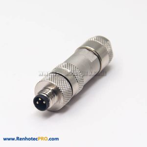 M8 Shielded Connector 3 Pin Screw-Joint for Cable Male Plug