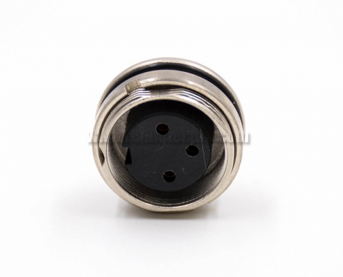 3 Pin Connector Types M16 Female Socket A Coded 180° Solder Cup Front Panel Mount Industrial Connector