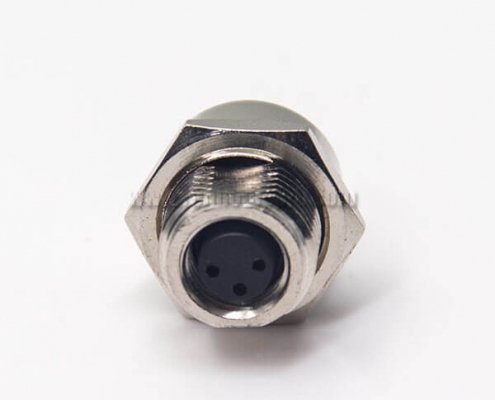 M8 Circular Connector Female Receptacle 3 Pin Waterproof for PCB Mount Blukhead