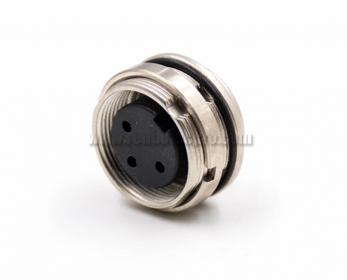 3 Pin Connector Types M16 Female Socket A Coded 180° Solder Cup Front Panel Mount Industrial Connector