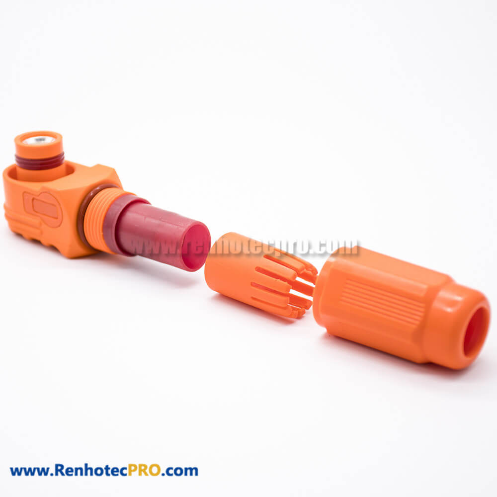 Surlok Plus Orange Female Plug 1 Pin 12MM Plastic 350A IP67 Right Angle